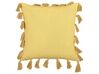 Set of 2 Cotton Cushions with Tassels 45 x 45 cm Yellow LYNCHIS_838709
