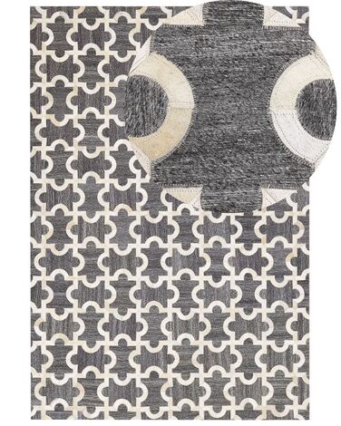 Teppich Kuhfell grau / beige 140 x 200 cm Patchwork Kurzflor YEDISU
