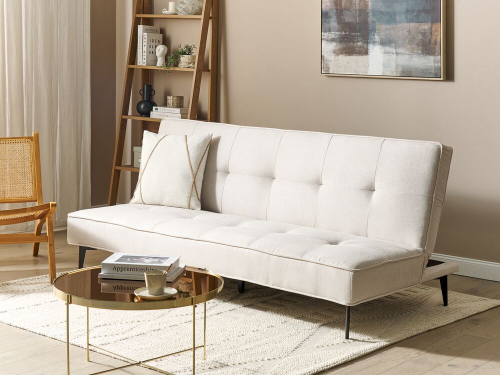 BEIGE Fabric Click-Clack Sofa Bed with Storage