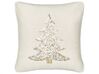 Bavlněný polštář vzor vánoční stromeček 45 x 45 cm béžový CLEYERA_887615