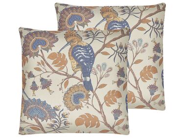 Set of 2 Cushions Bird Motif 45 x 45 cm Multicolour SPIRAEA
