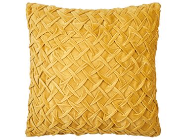 Welurowa poduszka dekoracyjna 45 x 45 cm żółta CHOISYA