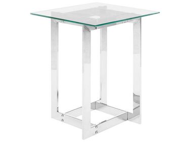 Glass Top Side Table Silver CRYSTAL