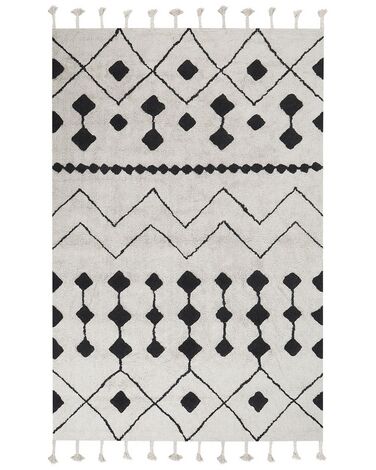 Teppich Baumwolle weiß / schwarz 160 x 230 cm geometrisches Muster Kurzflor KHEMISSET