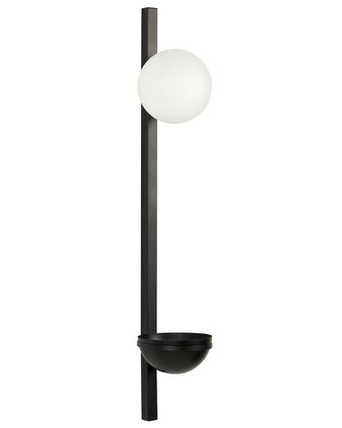 1 Light Metal Wall Lamp with Plant Pot Black ISABELLA
