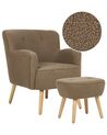 Boucle Armchair With Footrest Brown TUMBA_913920
