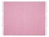 Manta de algodón rosa/blanco 130 x 160 cm TANGIER_728637