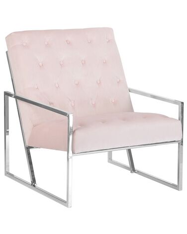 Fotel welurowy różowy HARSTAD