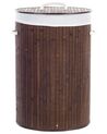 Cesta de madera de bambú marrón/blanco 60 cm SANNAR_849844