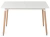 Table à manger extensible 120/150 x 80 cm blanche effet bois clair MIRABEL_820895