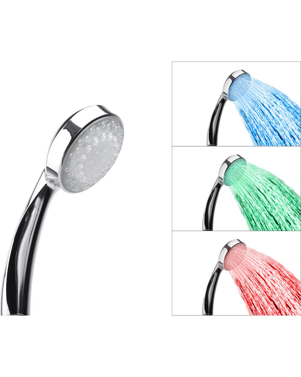 ▷ Alcachofa ducha led. Cambia de color según la temperatura del agua.