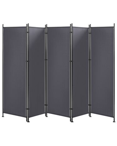 	Biombo 5 paneles de poliéster gris oscuro 170 x 270 cm NARNI
