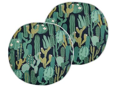 Set of 2 Outdoor Cushions Cactus Pattern ⌀ 40 cm Green BUSSANA