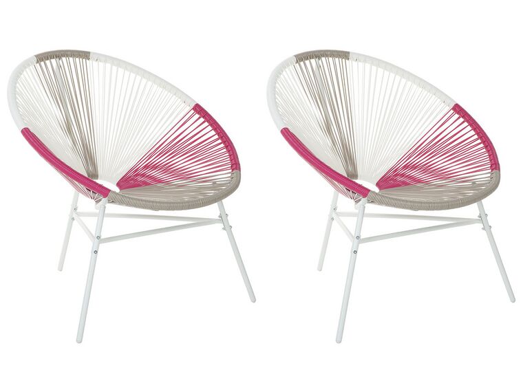 Set of 2 PE Rattan Accent Chairs Multicolour Pink ACAPULCO_717821