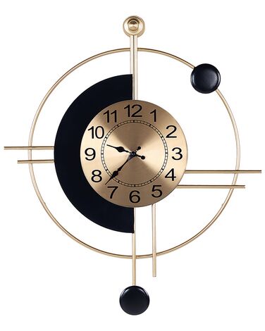 Železné nástěnné hodiny 59 x 67 cm zlaté/černé ALLOGNY