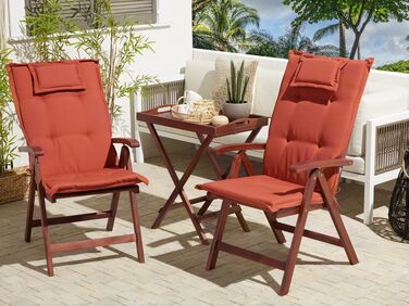 Acacia Wood Bistro Set with Red Cushions TOSCANA