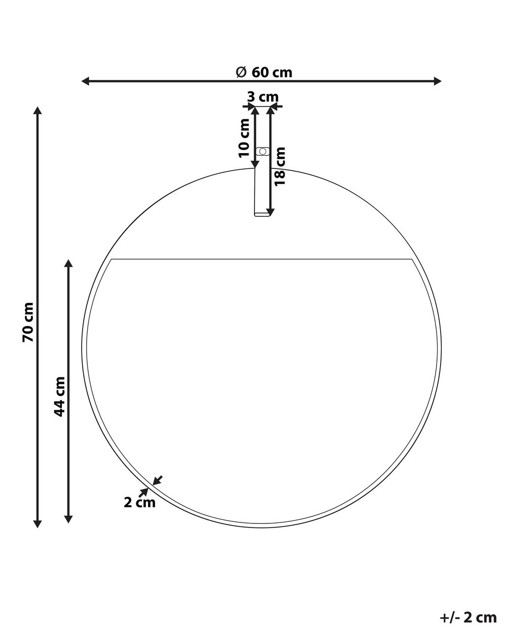 Specchio da parete rotondo in metallo ø 60 cm oro GURS 