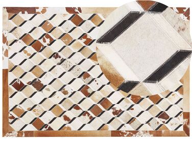 Tapis patchwork en cuir marron 160 x 230 cm SERINOVA
