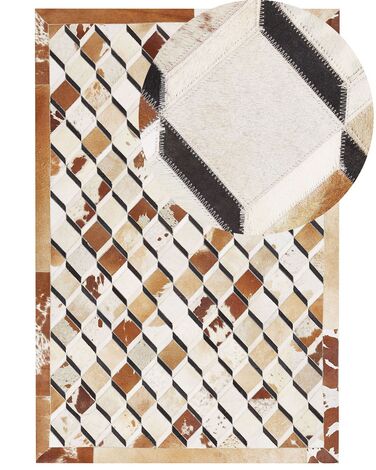 Tapis patchwork en cuir marron 160 x 230 cm SERINOVA