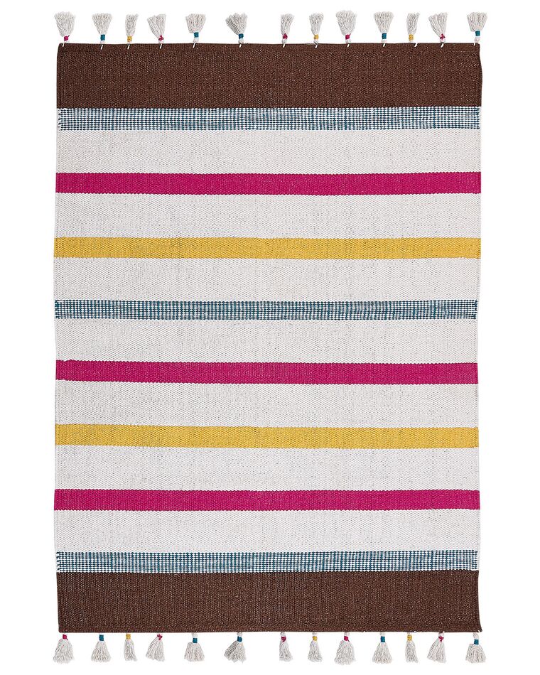 Teppich Baumwolle mehrfarbig 160 x 230 cm gestreiftes Muster Kurzflor HISARLI_836813