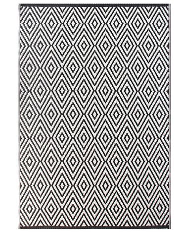 Outdoor Teppich schwarz 150 x 210 cm geometrisches Muster Kurzflor SIKAR