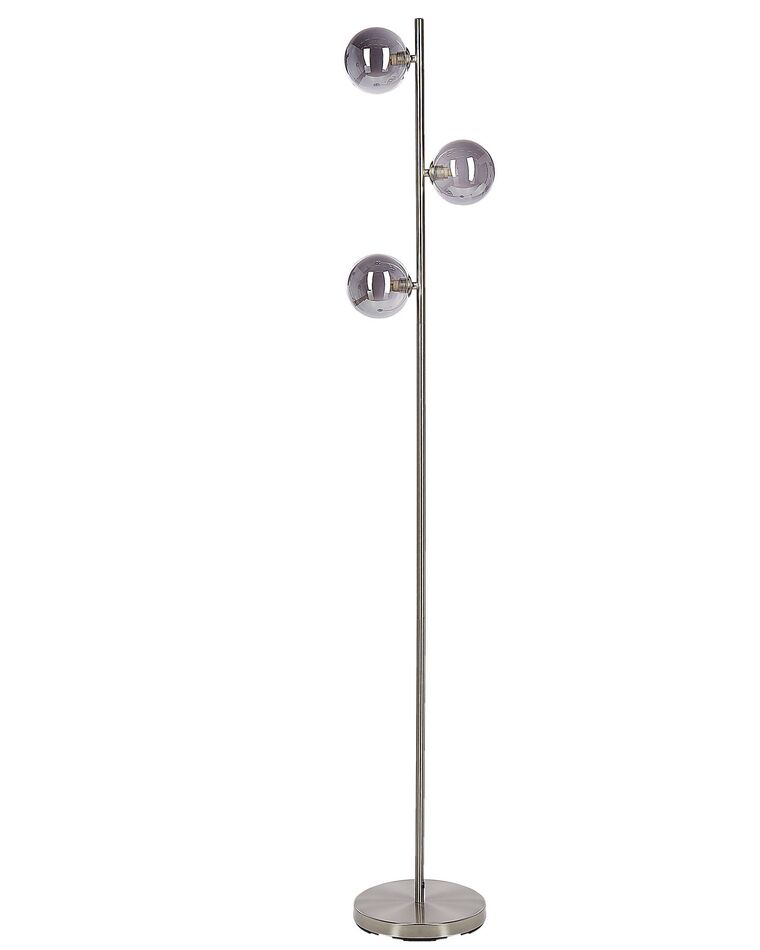 Stehlampe Metall / Rauchglas silber 154 cm 3-flammig Kugelform RAMIS_841447