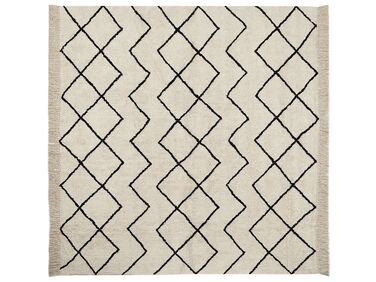 Teppich Baumwolle beige / schwarz 200 x 200 cm geometrisches Muster Kurzflor ELDES