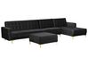 Left Hand Modular Velvet Sofa with Ottoman Black ABERDEEN_857591