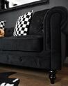 3 Seater Velvet Fabric Sofa Black CHESTERFIELD_913591
