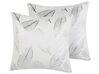 Set of 2 Cotton Cushions Leaf Pattern 45 x 45 cm White FREESIA_769944