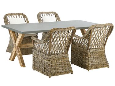 Zestaw ogrodowy rattanowy stół i 4 krzesła naturalny MAROS/OLBIA