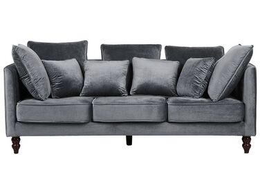 Soffa 3-sits sammet grå FENSTAD