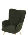 Boucle Wingback Chair with Footstool Dark Green VEJLE II_901581
