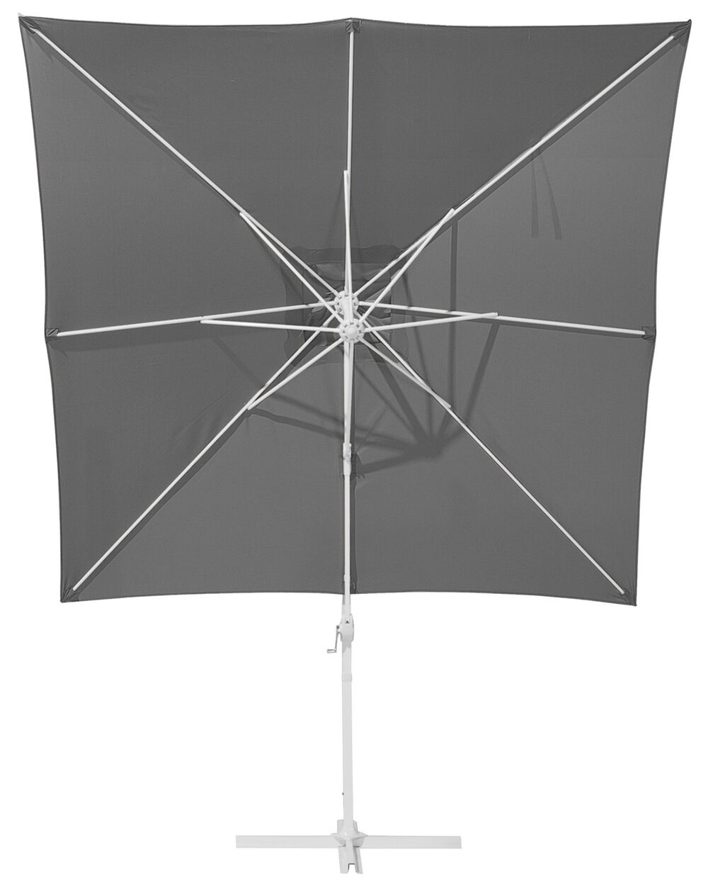 Ampelschirm Libra – Grau, 2,5x2,5 M, 360° Drehbar Mit Kurbel, Inkl. Kreuzstahl-Basis