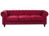 Sofa 3-osobowa welurowa czerwona CHESTERFIELD_778748