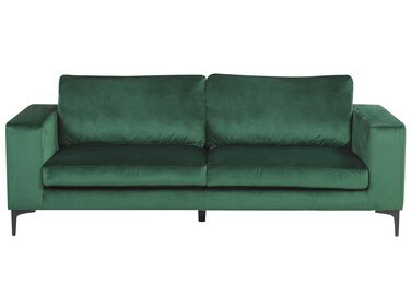 3 Seater Velvet Sofa Green VADSTENA 