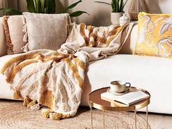 Huopa puuvilla beige/oranssi 130 x 180 cm MATHURA