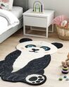 Tapete para crianças em lã preta e branca impressão de panda 100 x 160 cm JINGJING_874898