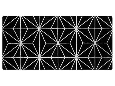 Teppich schwarz/silber 80 x 150 cm geometrisches Muster SIBEL