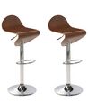Conjunto de 2 sillas de bar de madera oscura/plateado LIVERPOOL_195401