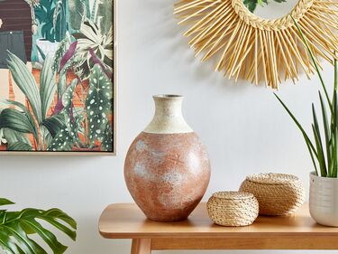 Vase 37 cm terrakotta hvit/brun BURSA