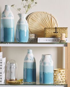 Kukkamaljakko kivitavara sininen/valkoinen 26 cm CHAMAIZI