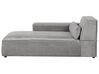 Sofá de canto modular 3 lugares com repousa-pés em tecido cinzento à direita HELLNAR_912010