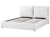 Zamatová posteľ s úložným priestorom 160 x 200 cm krémová biela BAJONNA_871254
