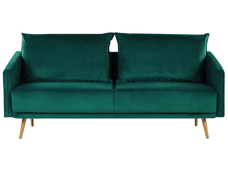 3-Sitzer Sofa Samtstoff grün mit goldenen Beinen MAURA_788770