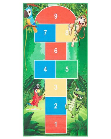 Kinderteppich grün 80 x 150 cm Tier-Motiv mit Hüpfspiel Kurzflor BABADAG