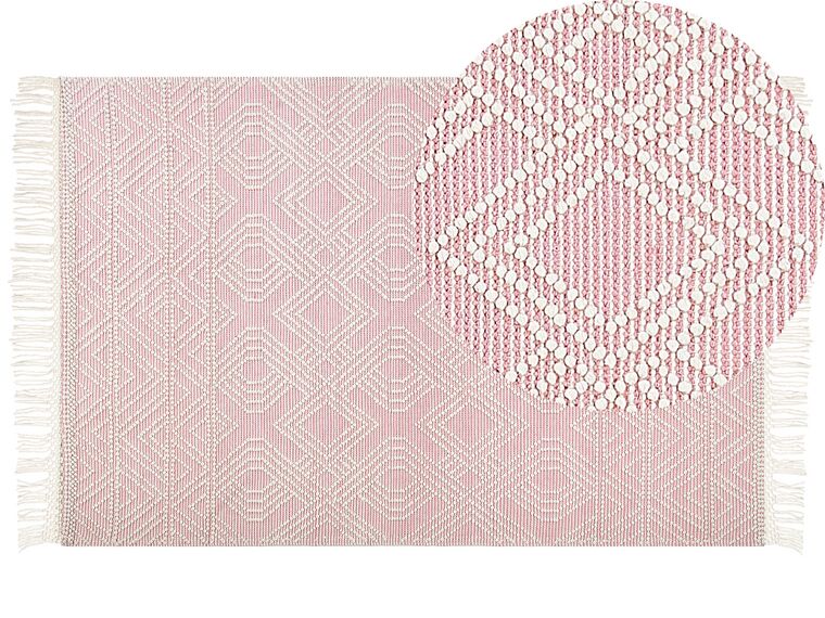 Alfombra de lana rosa pastel/blanco 200 x 300 cm ADANA_856171