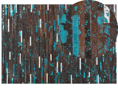 Kožený koberec 160 x 230 cm hnedá/modrá KISIR