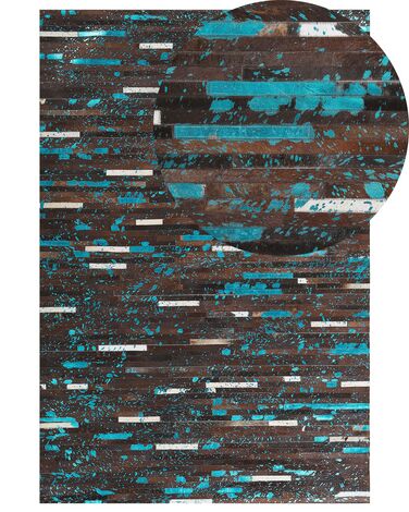 Vloerkleed patchwork bruin/blauw 160 x 230 cm KISIR