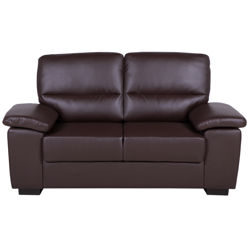 Sofa 2-osobowa ekoskóra brązowa VOGAR